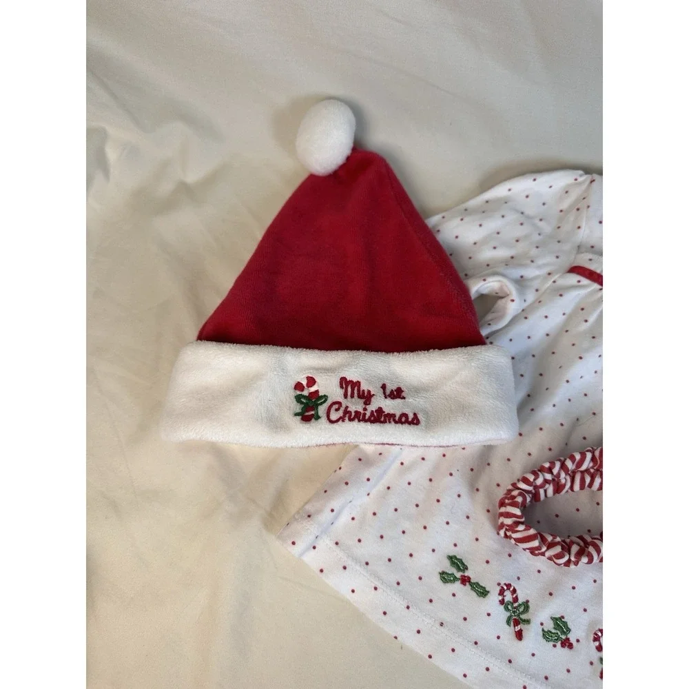 Little Me 12M My 1st Christmas Outfit Set Top Pants Hat Headband‎ 4pc